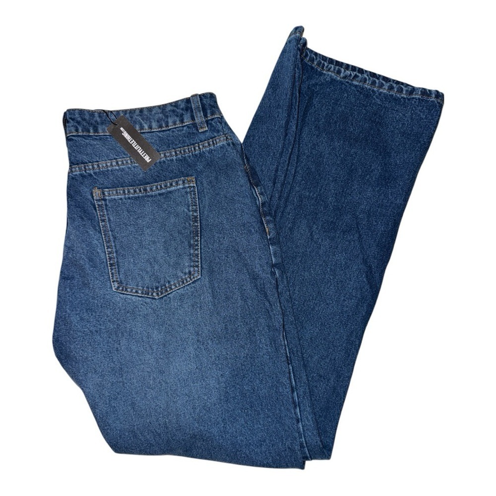 PrettyLittleThing Boyfriend Baggy Jeans Dark Wash High Rise UK 16 = US 12 NWT